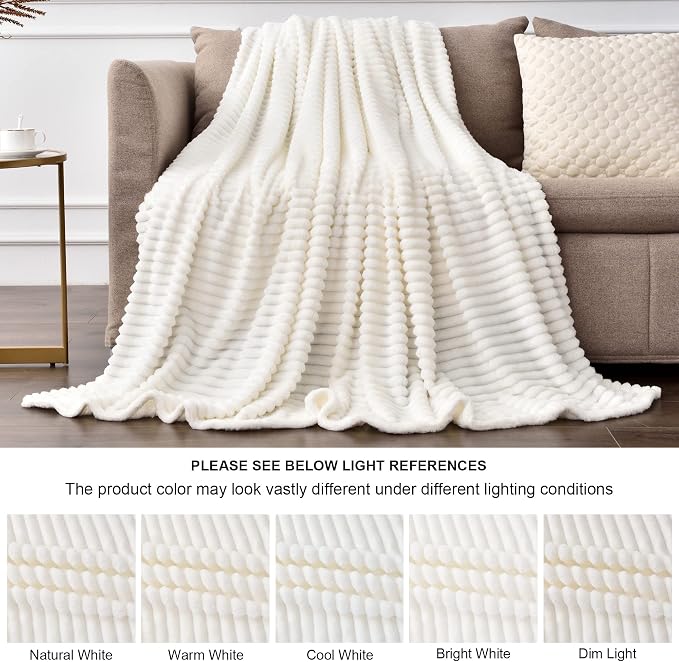 BEDELITE Fleece Blanket Twin Size – 3D Ribbed Jacquard Soft and Warm Decorative - Image 4