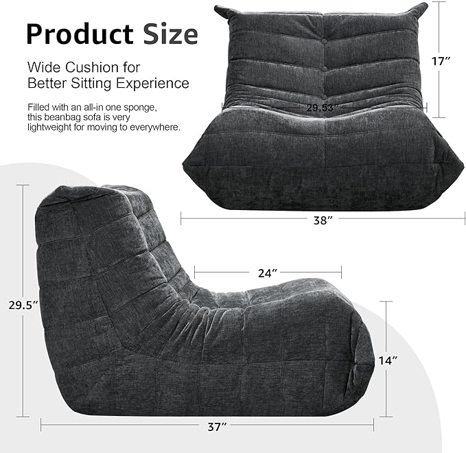 Bean Bag Chairs for Adults Giant Bean Bag Chair Memory Foam BeanBag Chair Bean - Image 2