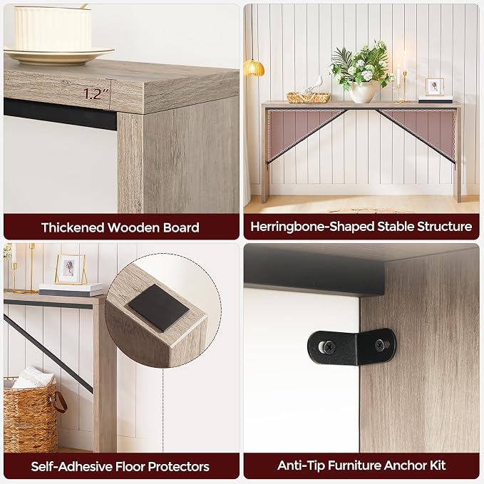 MAHANCRIS Console Table, 62.2" Long Sofa Table Behind Couch, Narrow Entryway - Image 9