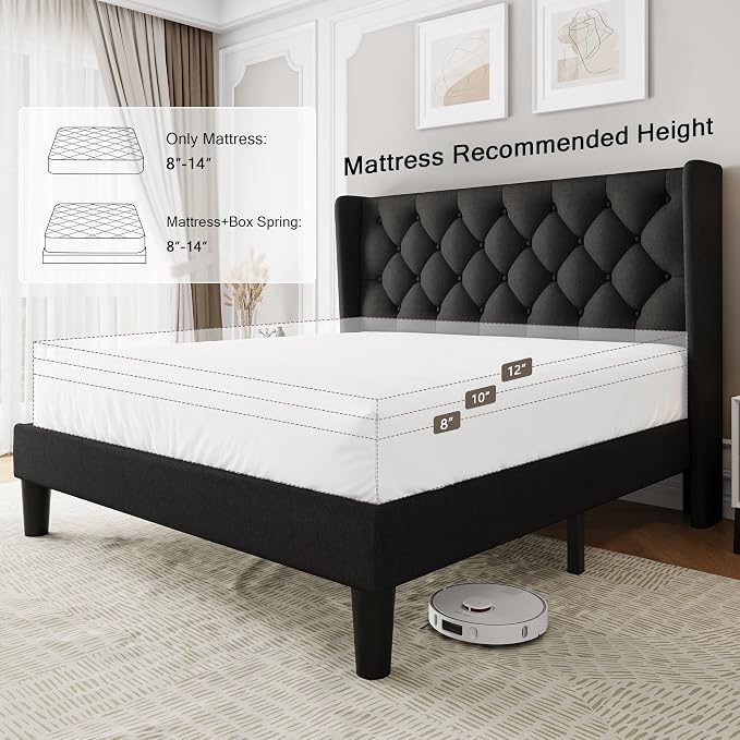 Einhomn Black Queen Size Platform Bed Frame - Image 5