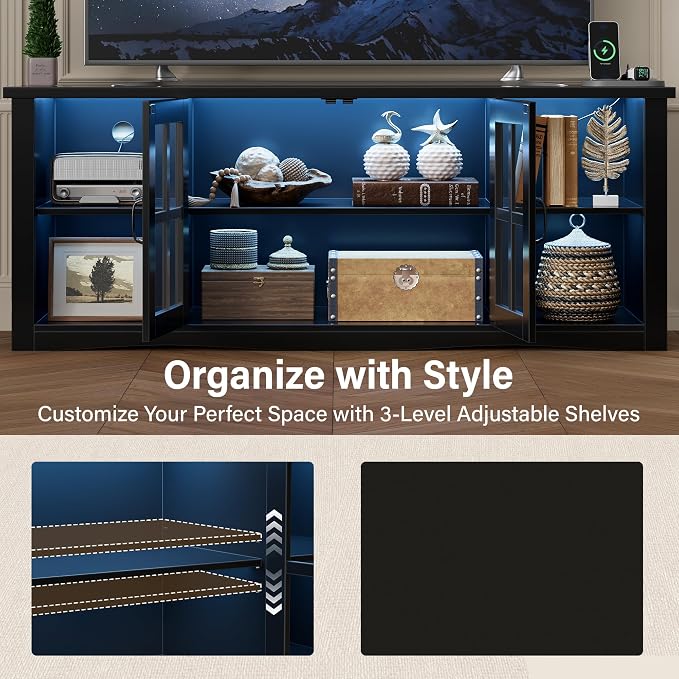 YESHOMY Farmhouse LED TV Stand - Image 3