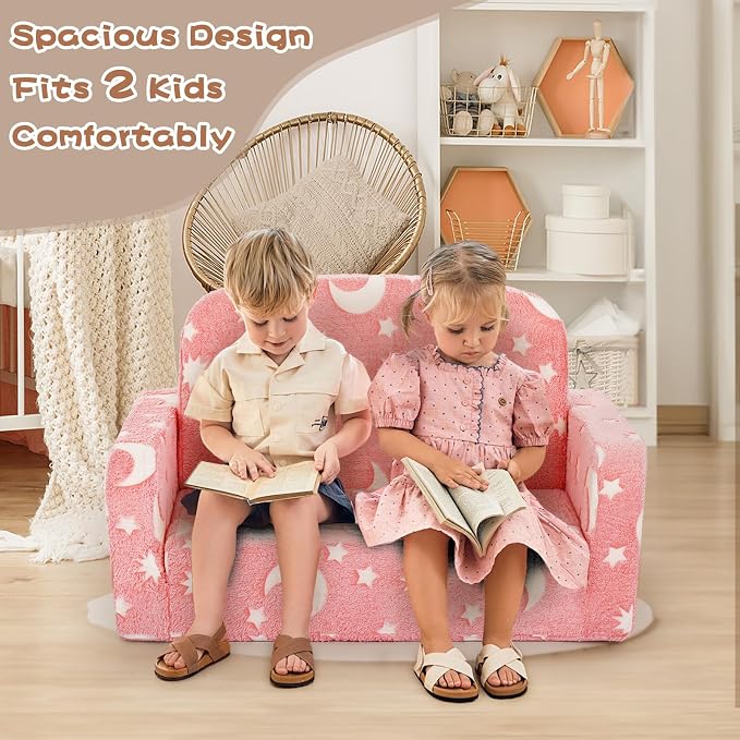 Foryoomi Extra Wide Kids Couch, Kids Sofa, Toddler Sofa, Glow in The Dark - Image 3