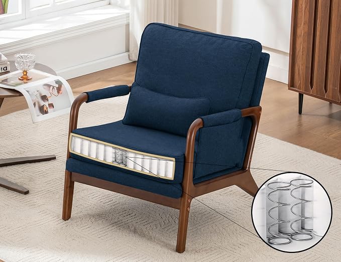Mid Century Modern Chair Set of 2, Upholstered Lounge Arm Chair - Image 6