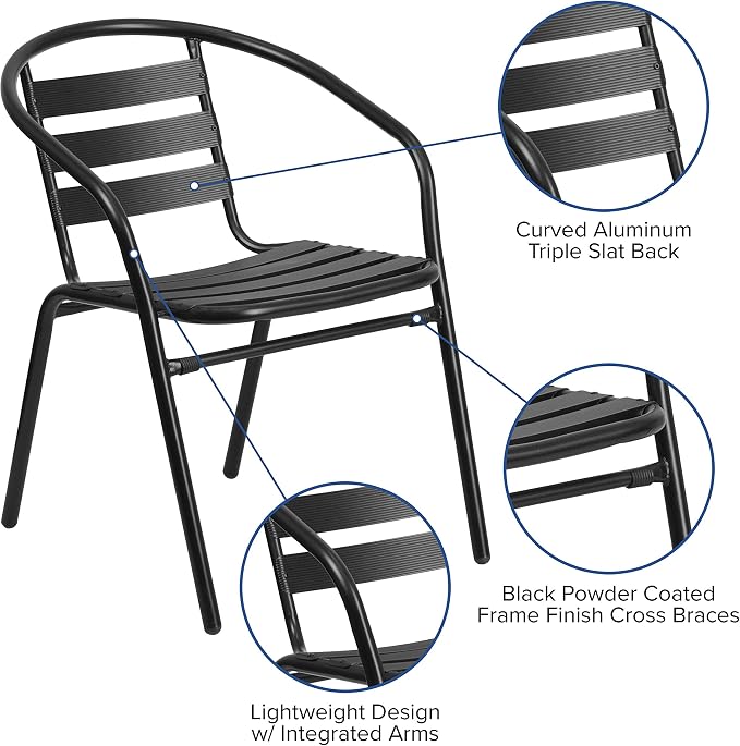 Flash Furniture Lila 7-Piece Glass Patio Table and Chairs Set, Outdoor Patio - Image 4