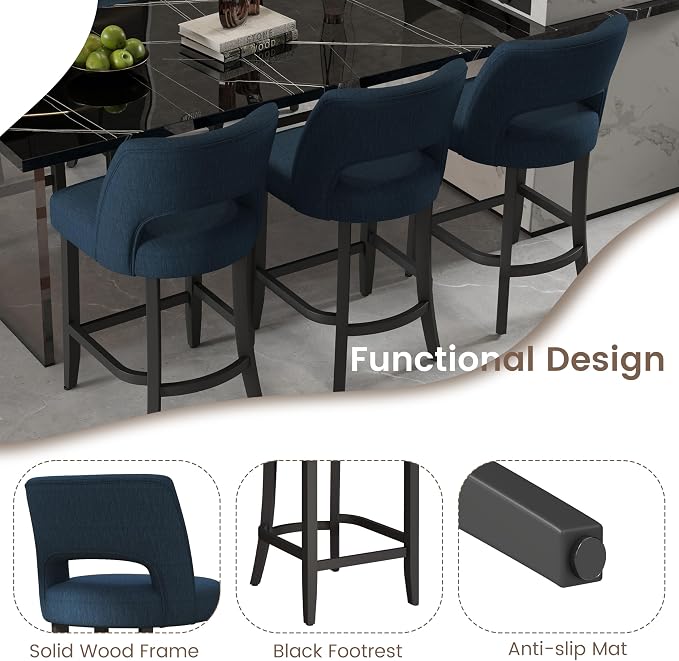 VKNOW Bar Stools Set of 4, Modern Counter Height Bar Stools - Image 9