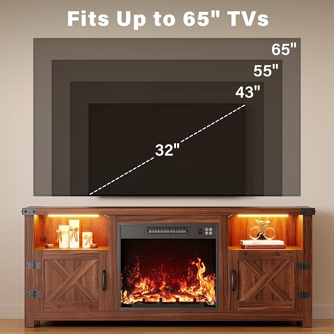 YESHOMY LED Fireplace TV Stand - Image 10