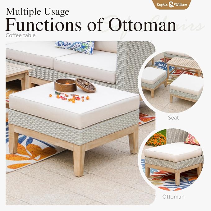 Sophia & William Patio Furniture Set, 5-Piece Wicker Patio Conversation Set - Image 3