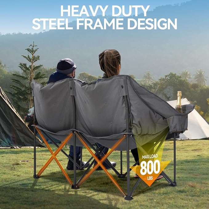 Double Camping Chair Padded 2 Person Camping Chair Camping Loveseat - Image 4