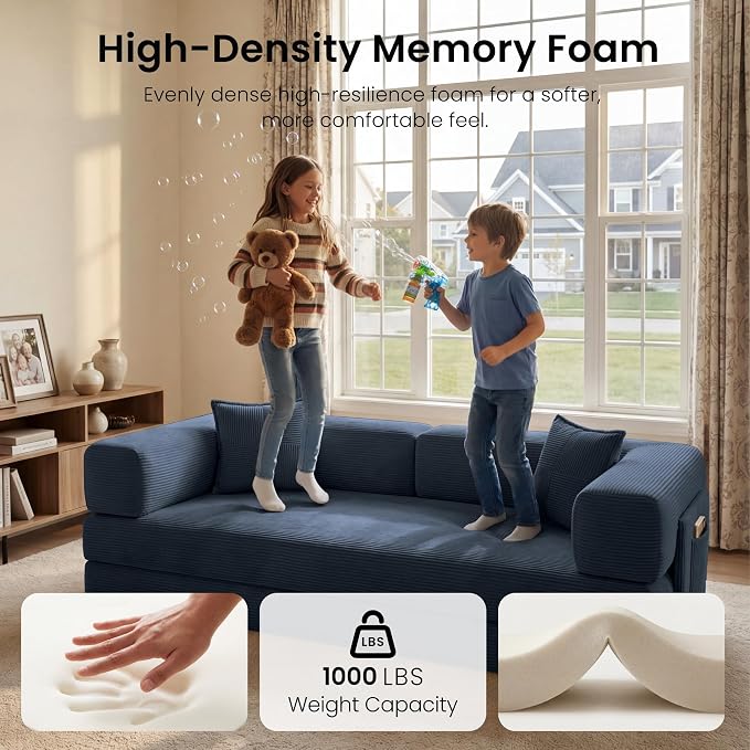 78.8" Convertible Sofa Bed, Corduroy Futon Couch - Image 4
