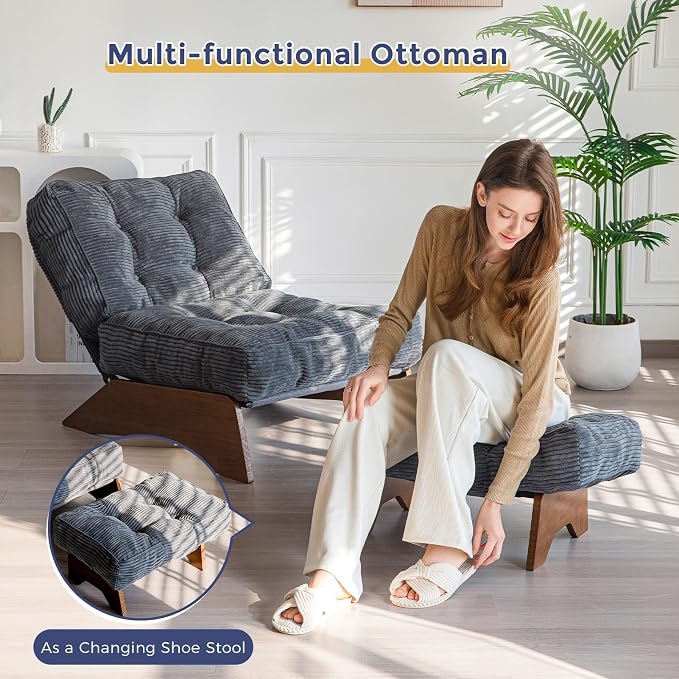 MAXYOYO Accent Chair with Ottoman Adjustable Backrest, Tufted Living Room Chair - Image 7