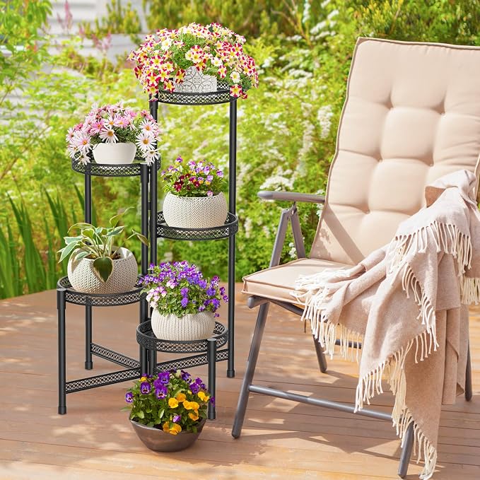 iDavosic.ly Plant Stand Indoor Outdoor, 5 Tier Corner Metal Flower Display - Image 6