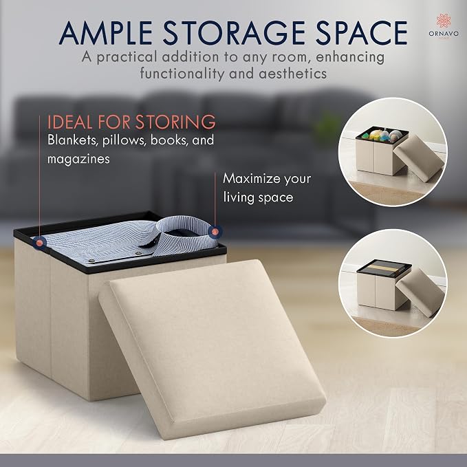 Ornavo Home Small Storage Ottoman, - Image 3