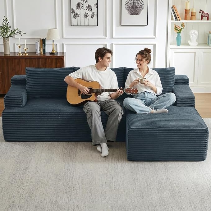 96" Cloud Sectional Couch with L-Shape Chaise, Modular Comfy Sofa Chaise Longue - Image 6