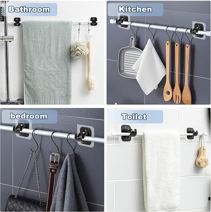Codoule 10PCS Self Adhesive Curtain Rod Holders No Drill Curtain Rods Brackets - Image 3