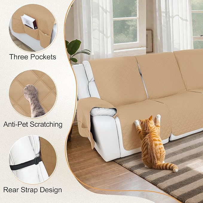 HDCAXKJ 100% Waterproof Reclining Sectional Couch Covers L Shape Recliner Sofa - Image 5