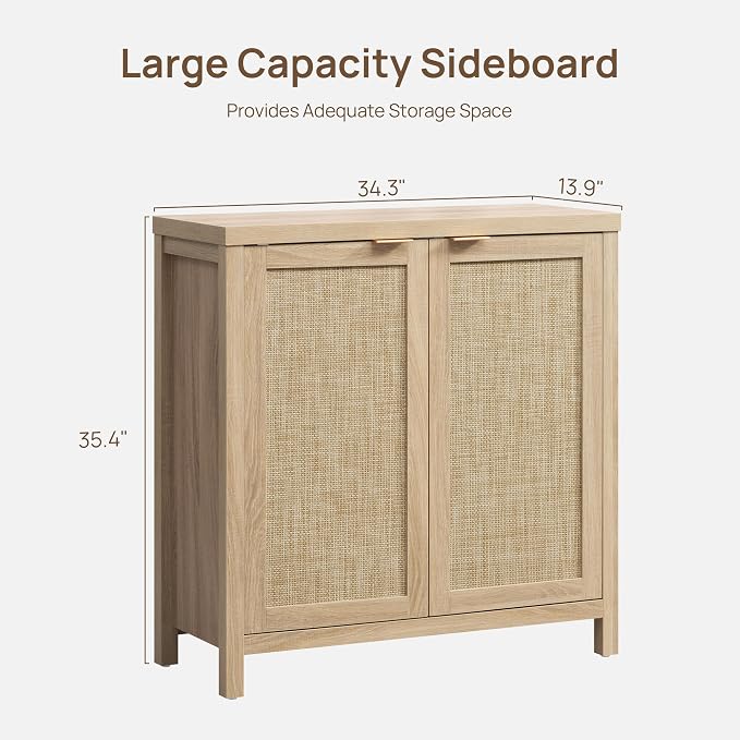 SICOTAS Rattan Cabinet Sideboard Buffet Storage Cabinet - Image 3
