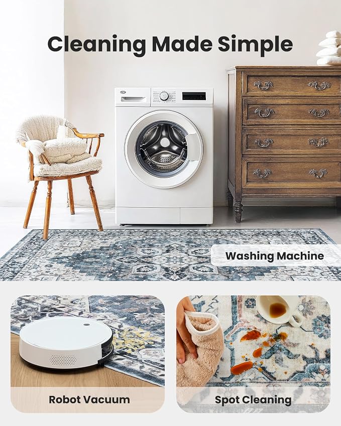 AMADA HOMEFURNISHING 2x3 Washable Area Rug, Low-Profile Entryway Rug - Image 7