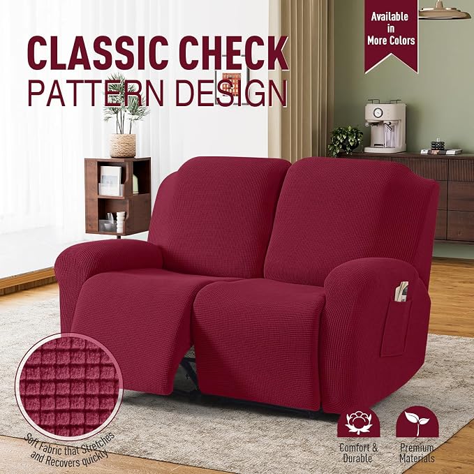 TAOCOCO Recliner Loveseat Slipcover, 6 Pieces Dual Recliner Sofa Covers - Image 2