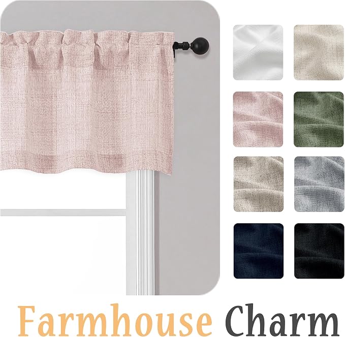 OWENIE Blush Pink Valances for Windows 1 Pcs, Light Filtering Textured - Image 8