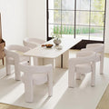 RIVOVA Modern Barrel Dining Chairs Set of 5, Linen Upholstered Accent Side Chair by RIVOVA