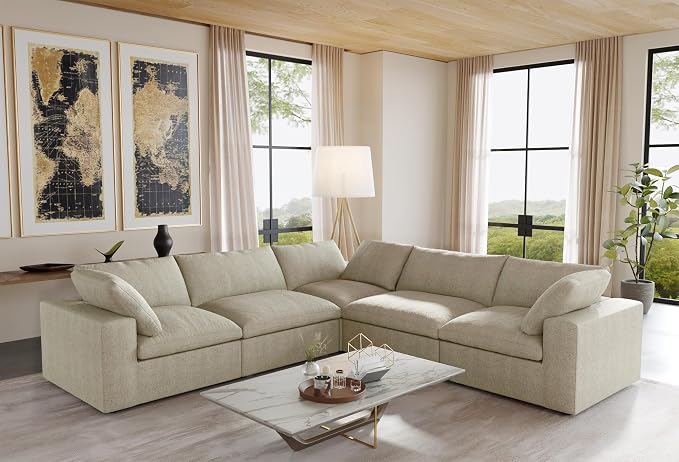 WJShome Cloud Modular Sectional Sofa, 160.6" Down Filled 5 Seater Couch - Image 9