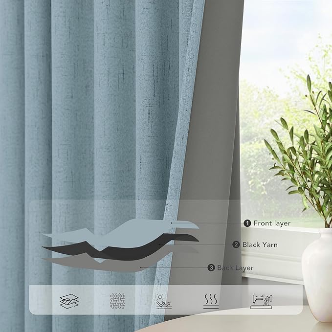 Light Blue Blackout Curtains 96 Inches Long - Image 5