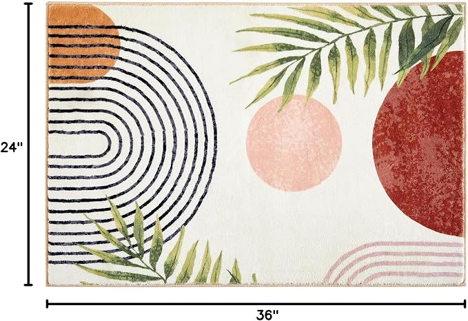 RoomTalks Boho Cute Bathroom Rugs Bath Mat Non Slip Washable, Modern Abstract - Image 2