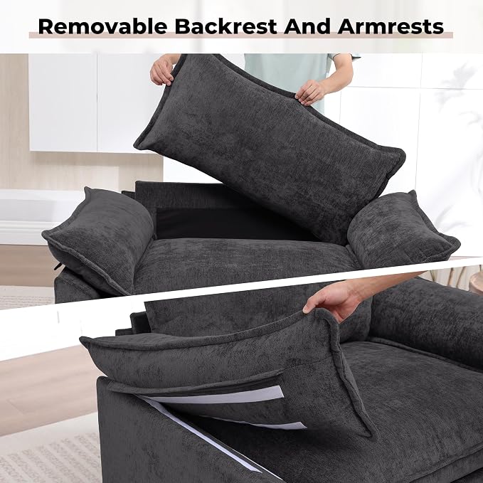 Oversized Accent Chairs Set of 2, Modern Chenille Cloud Sofa Chair - Image 5