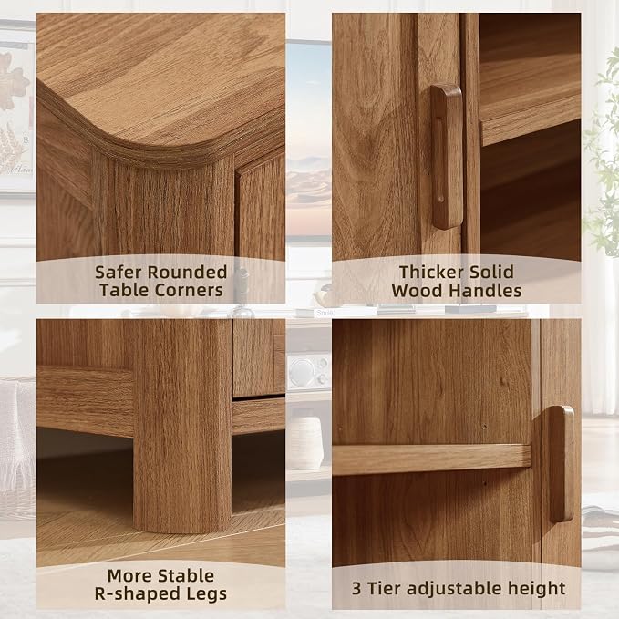 Joaxswe Farmhouse 55" Tv Stand, Dark Wood Entertainment Center - Image 4