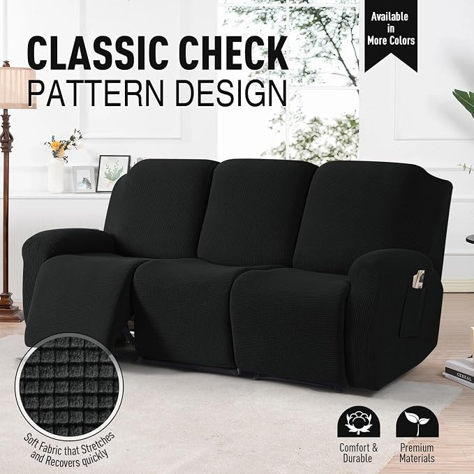 TAOCOCO Recliner Sofa Covers 8-Pieces Stretch Large Couch Covers - Image 2