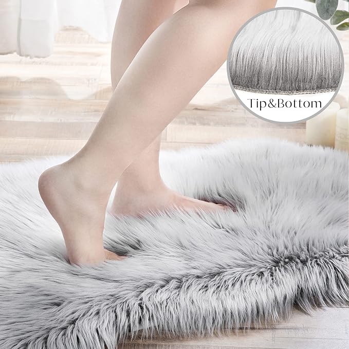 Ashler faux fur rug, Fluffy Shaggy Area Rug Ultra Soft 2 x 3 Feet Sheepskin Fur - Image 2