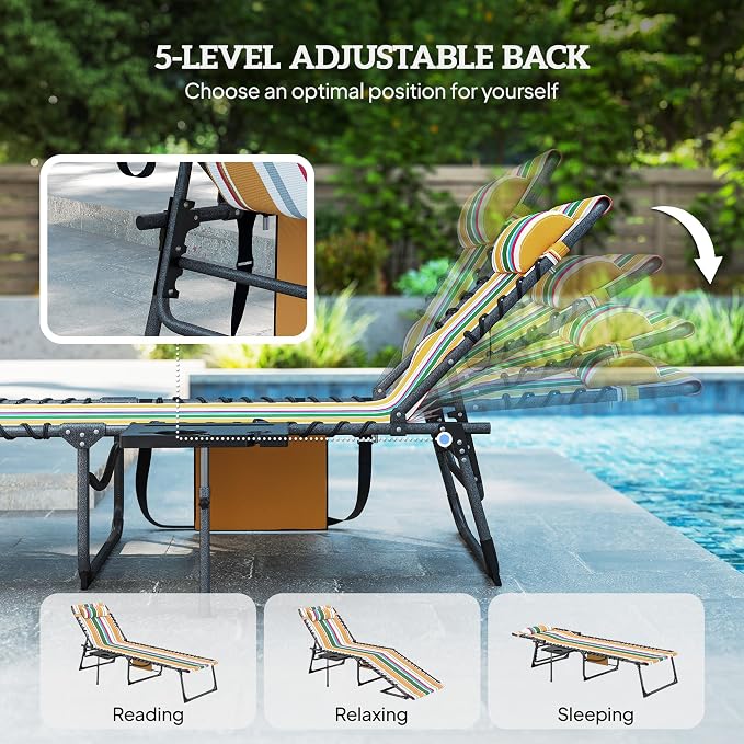 Outsunny Folding Chaise Lounge Chair Outdoor Tanning Chair - Image 4