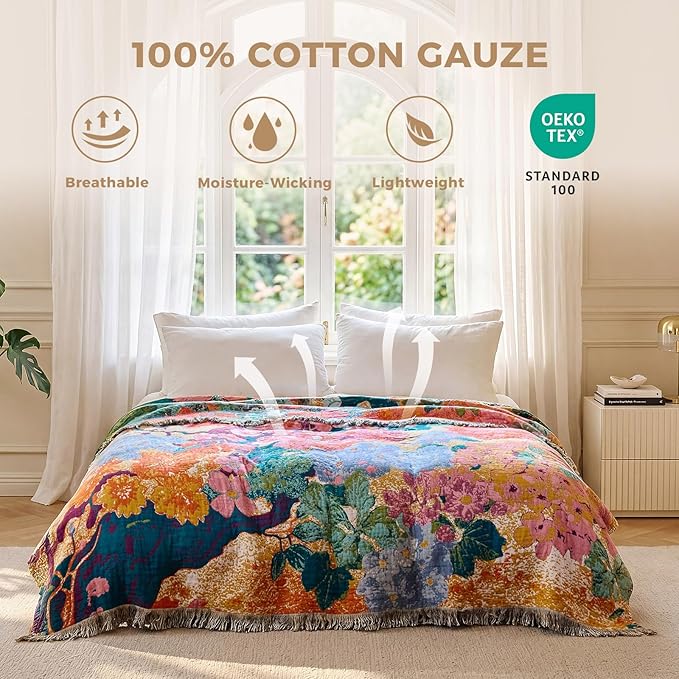 LUTBM Boho Throw Blanket for Couch Sofa Chair Cotton Summer Blankets for - Image 2
