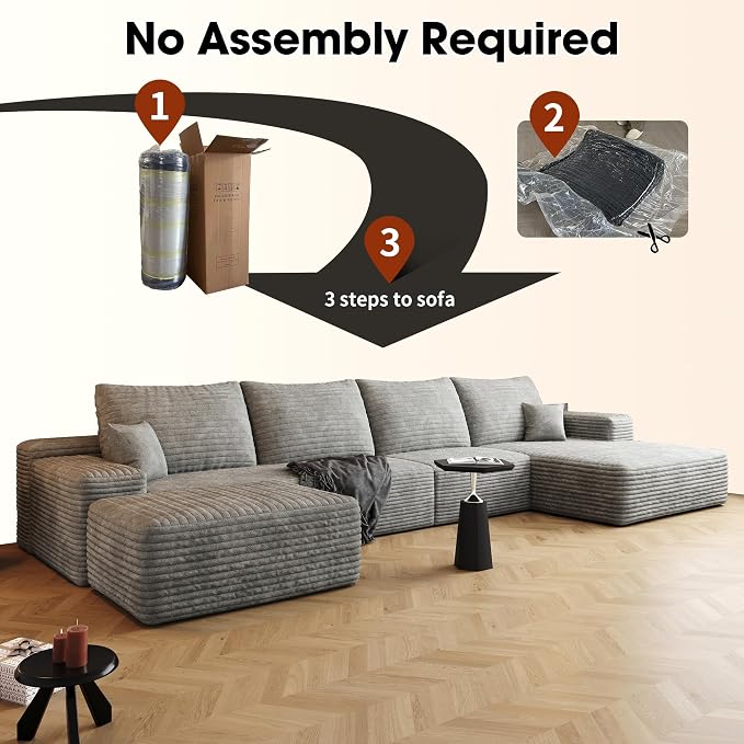 136" Sectional Couches for Living Room Cloud Couch Sofa - Image 7