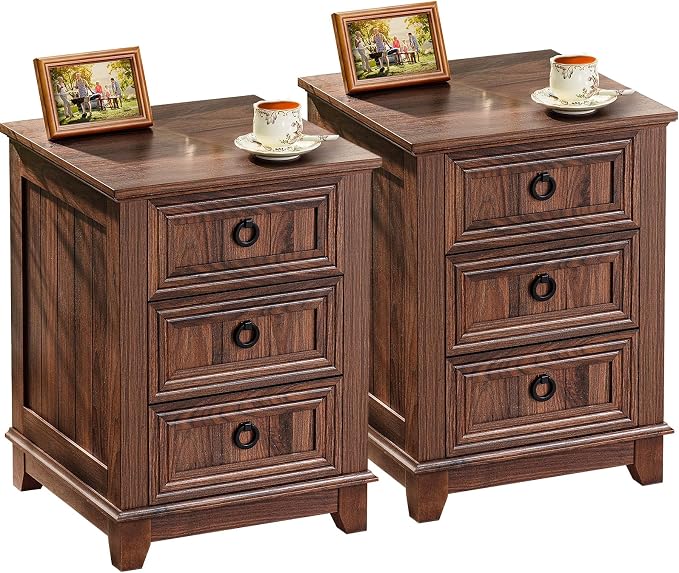 Joaxswe Farmhouse Nightstand Set of 2, 18 Inch End Table by Joaxswe