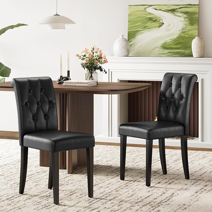 Welzona Upholstered Dining Chairs Set of 2, Button Tufted Parsons Dining Chair by WelzonaDirect