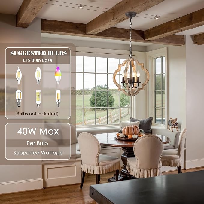 16 Inch Farmhouse Chandelier for Dining Room French Country Light Fixtures Over - Image 5