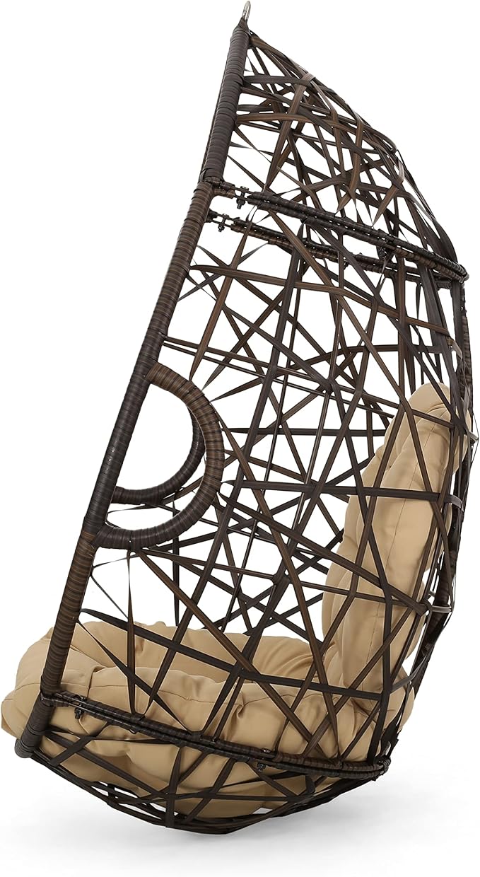 Christopher Knight Home Isaiah Indoor/Outdoor Wicker Tear Drop Hanging Chair - Image 9