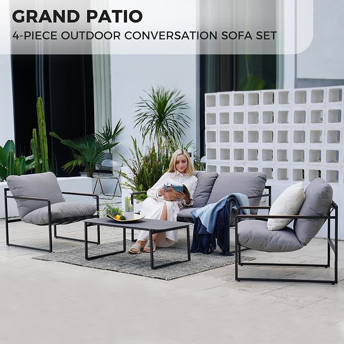 Grand Patio 4-Piece Modern Outdoor Furniture Set, Patio Sofa - Image 6