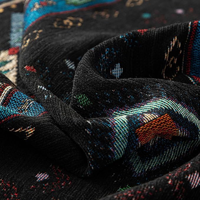 VClife Bohemian Couch Cover, Vintage Moroccan Tribal Geometric Chenille Couch - Image 6