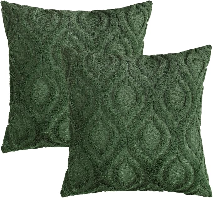 decorUhome Throw Pillow Covers 16x16 Inch Set of 2, Soft Plush Faux Wool Forest - Image 9
