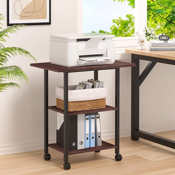 Lerliuo 3-Tier Printer Stand, Industrial Mobile Printer Table - Image 3