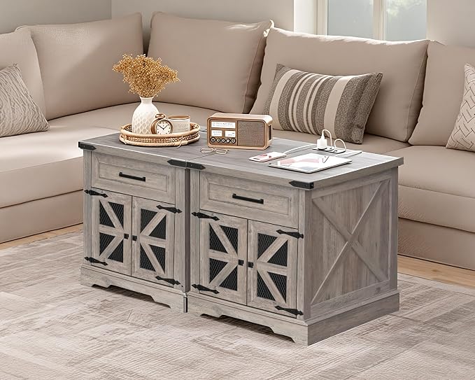 RALGEND Farmhouse End Table Set of 2, Large End Table by RALGEND