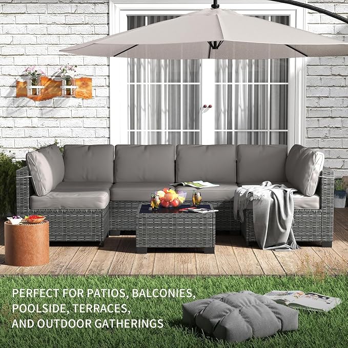 GarveeLife 7 Pieces Patio Furniture Set, Rattan Sectional Patio Sofa Set - Image 3