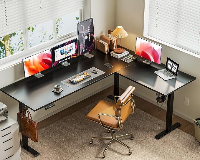 Casaottima 71 Inch Reversible Electric L Shaped Standing Desk, Height - Image 8