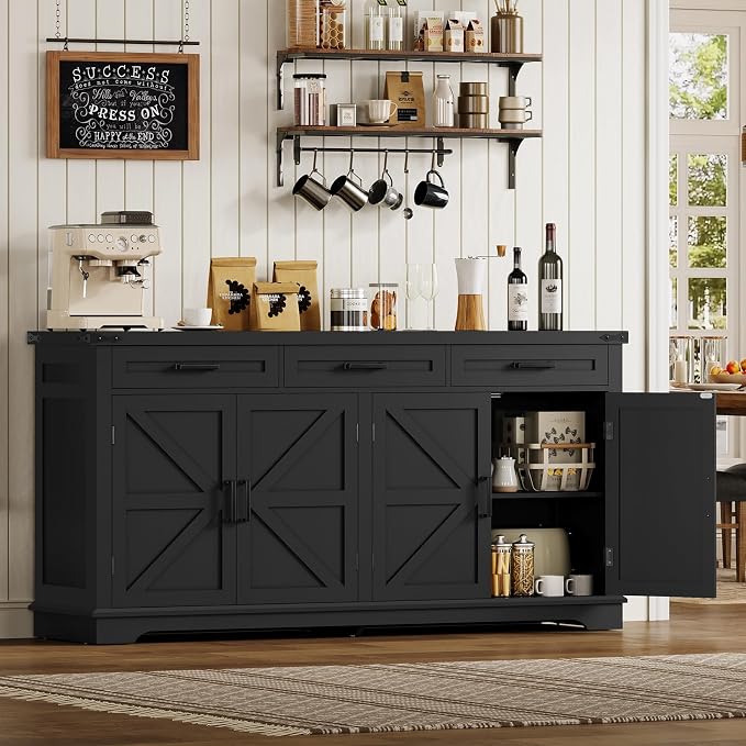usikey Buffet Cabinet, 61” Large Sideboard Buffet Storage Cabinet - Image 4