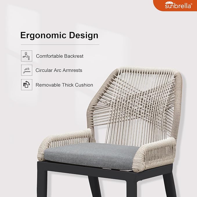 PURPLE LEAF Patio Dining Chair Set 2 Pieces Aluminum Modern Furniture Seating - Image 4