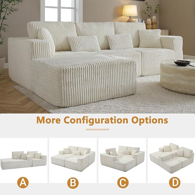 110" Cloud Sectional Couch, Modular Sectional Sofa - Image 3