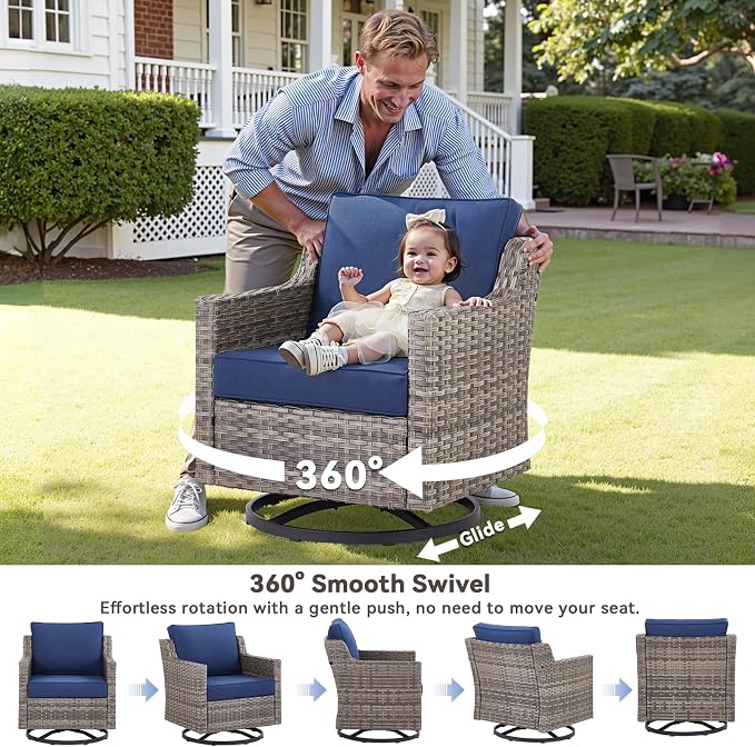 7 Piece Outdoor Patio Furniture Set-All Weather Outdoor Conversation Sets - Image 2