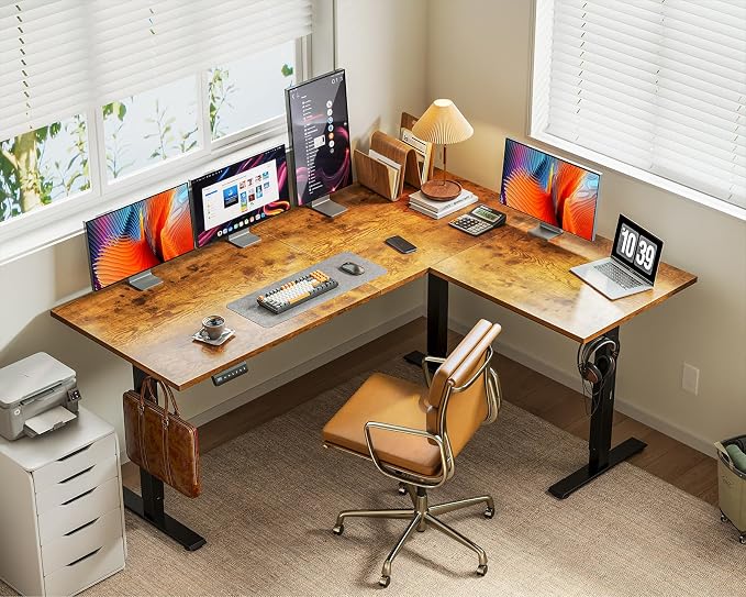 Casaottima 63 Inch Reversible L Shaped Electric Standing Desk, Ergonomic Height - Image 8
